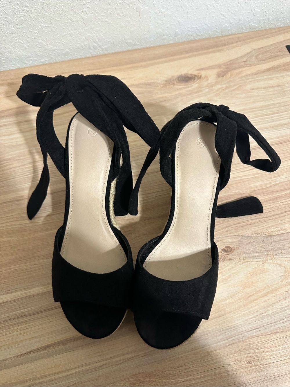 Women’s Black Ankle-Tie Open-Toe Heels